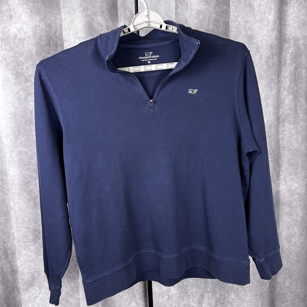 Vineyard Vines 1/4 Zip Pullover Sweater Jacket XL 100% Pima Cotton - Blue